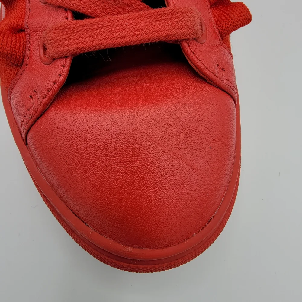 Tory Burch Red Leather Ruffle-Trim Sneakers